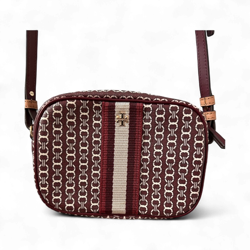 Tory Burch Burgundy and Cream Crossbody Bag